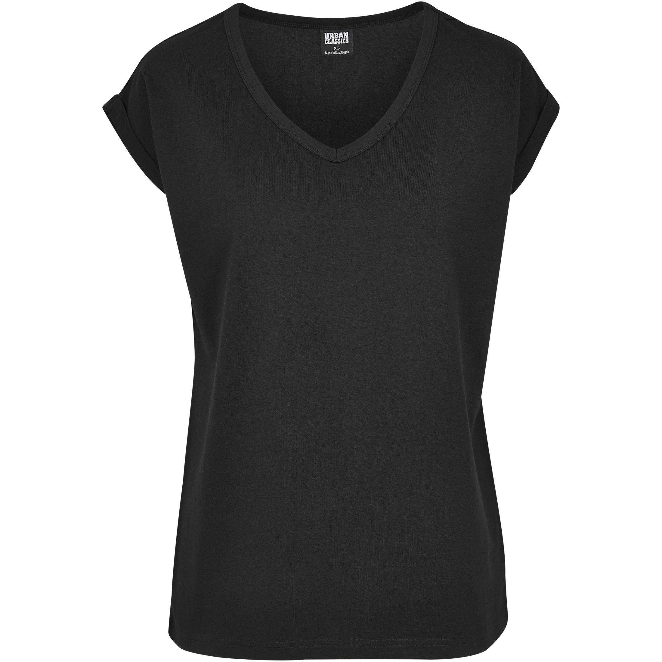 4053838428504 - Ladies Round V-Neck Extended Shoulder Tee T-Shirt schwarz in S 4053838428504 - Ladies Round V-Neck Extended Shoulder Tee T-Shirt schwarz in S