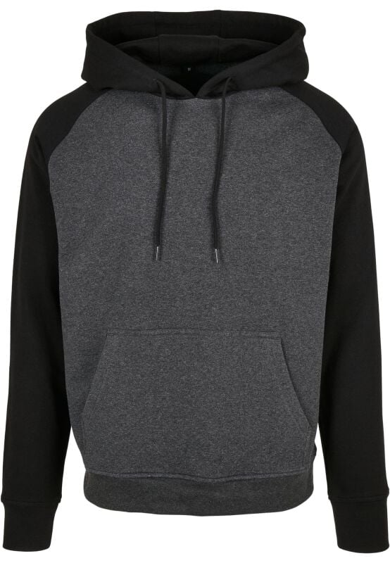 4053838827352 - Basic Raglan Hoody Kapuzenpullover grau schwarz in M