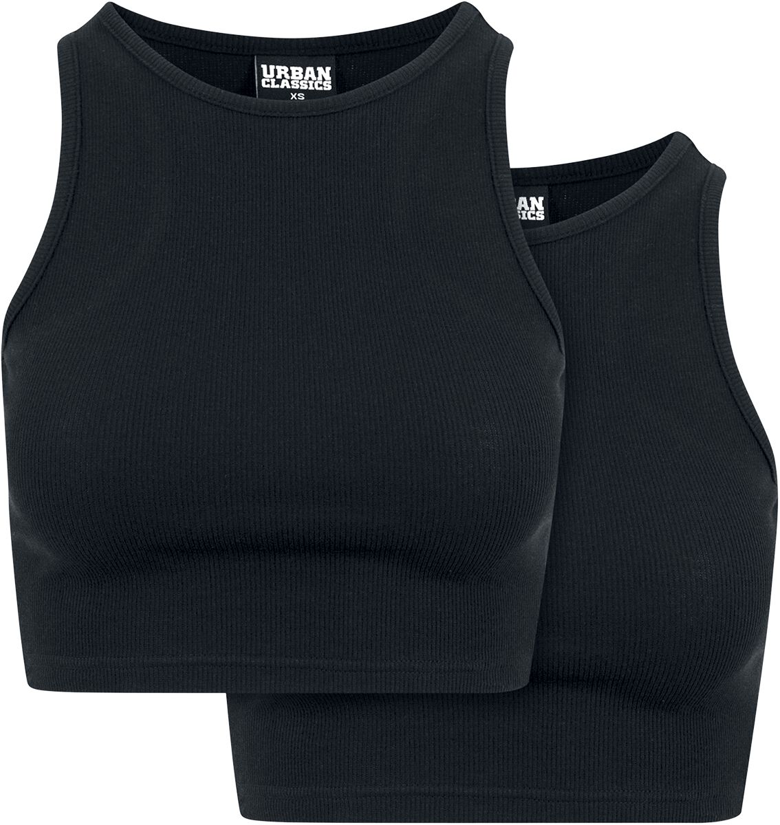 4053838931271 - Pre-Pack Ladies Cropped Rib Top 2-Pack Top schwarz in XS 4053838931271 - Pre-Pack Ladies Cropped Rib Top 2-Pack Top schwarz in XS