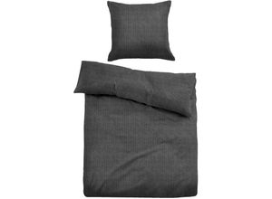 4053855352646 - Melange Flanell-Bettwäsche 0849915-821 Größe 135x200 cm 80x80 cm black - Tom Tailor