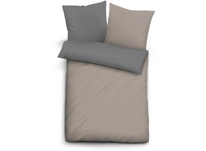 4053855430504 - Linon Wendebettwäsche uni Größe 155x220 80x80 cm taupe - Biberna