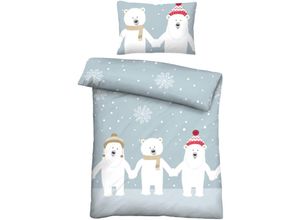 4053855432249 - Feinbiber Kinderbettwäsche Eisbär Größe 100x135 cm 40x60 cm - Biberna