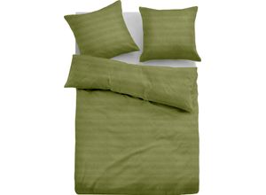 4053855444303 - Bettwäsche TOM TAILOR HOME HORIZONT Gr B L 155 cm x 220 cm (1 St) B L 80 cm x 80 cm (1 St) Seersucker grün (olive) Seersucker-Bettwäsche in edlen Unitönen