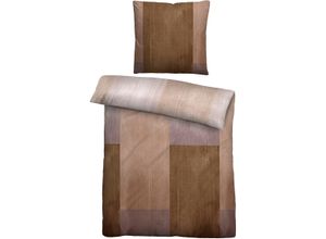 4053855488475 - Bettwäsche BIBERNA Clara Gr B L 135 cm x 200 cm 1 St 1 St Feinbiber B L 80 cm x 80 cm grau (taupe) wohlig warm + weich pflegeleicht aus 100% Baumwolle Reißverschluss