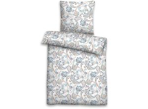 4053855501808 - Castell Baumwoll Satin Bettwäsche Paisley Größe 155x220 80x80 cm eisblau