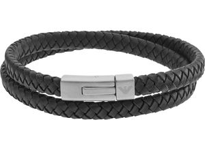 4053858663596 - Lederarmband EMPORIO ARMANI EGS2176040 Armbänder Gr Edelstahl-Leder schwarz (edelstahlfarben schwarz) Damen Lederarmbänder