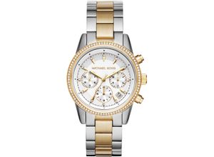 4053858822962 - Chronograph MICHAEL KORS RITZ MK6474 Armbanduhren silberfarben (silberfarben goldfarben) Damen Quarzuhren Quarzuhr Armbanduhr Damenuhr Stoppfunktion Edelstahlarmband