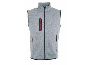 4053901943774 - James&nicholson - Herren Strickfleece Weste JN774 Gr xl light-grey-melange red - light-grey-melange red