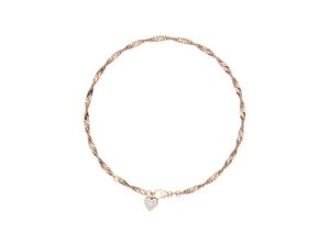 4053917105326 - Fußkette mit Anhänger FIRETTI Schmuck Geschenk Silber 925 Körperschmuck Herz+LIEBE Singapurkette Fußkettchen Gr Silber 925 (Sterlingsilber) rosegold (roségoldfarben kristallweiß kristallweiß) mit Zirkonia (synth)