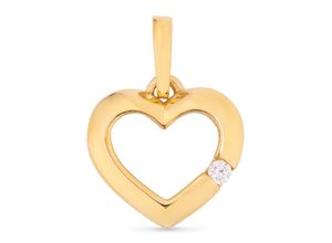 4053917176289 - Herz-Anhänger FIRETTI Schmuck Geschenk Gold 375 Halsschmuck Anhänger Herz Schmuckanhänger Gr Gelbgold 585 043 g goldfarben (gelbgoldfarben kristallweiß kristallweiß) Damen Anhänger zu Kleid Shirt Jeans Sneaker Anlass Geburtstag Weihnachten