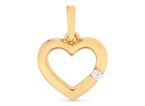 4053917176296 - Herz-Anhänger FIRETTI Schmuck Geschenk Gold 375 Halsschmuck Anhänger Herz Schmuckanhänger Gr Gelbgold 375 024 g goldfarben (gelbgoldfarben kristallweiß kristallweiß) Damen Anhänger zu Kleid Shirt Jeans Sneaker Anlass Geburtstag Weihnachten