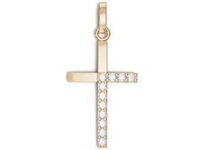 4053917335761 - Kreuz-Anhänger FIRETTI Schmuck Geschenk Gold 375 Halsschmuck Anhänger Halskette Kreuz Schmuckanhänger Gr Gelbgold 375 066 g goldfarben (gelbgoldfarben kristallweiß kristallweiß) Damen Anhänger zu Kleid Shirt Jeans Sneaker Anlass Geburtstag Weihnachten