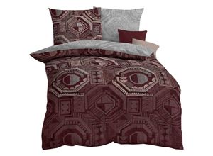 4054141028757 - Mako Satin Bettwäsche Touch Größe 155x220+80x80 cm bordeaux - Kaeppel