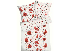 4054141123018 - Bettwäsche KAEPPEL Scarlett Poppies Gr B L 140 cm x 200 cm (1 St) B L 70 cm x 90 cm (1 St) Seersucker rot Seersucker-Bettwäsche mit großen Mohnblumen