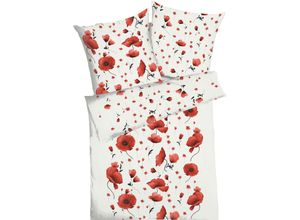 4054141123032 - Bettwäsche KAEPPEL Scarlett Poppies Gr B L 135 cm x 200 cm (1 St) B L 80 cm x 80 cm (1 St) Seersucker rot Seersucker-Bettwäsche mit großen Mohnblumen