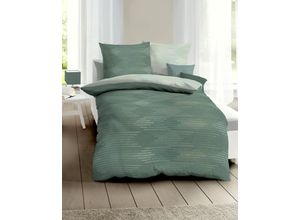 4054141131174 - Wendebettwäsche KAEPPEL Ikat Bettwäsche Gr B L 155 cm x 220 cm (1 St) B L 80 cm x 80 cm (1 St) Mako-Satin grün (jade) Bettwäsche 155x220 cm angenehm wärmend