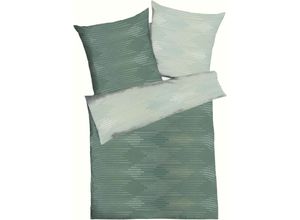 4054141139408 - Wendebettwäsche KAEPPEL Ikat Bettwäsche Gr B L 155 cm x 220 cm 1 St 1 St Feinbiber B L 80 cm x 80 cm grün (jade) angenehm wärmend