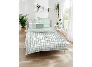 4054141140183 - Wendebettwäsche KAEPPEL Plaid Bettwäsche Gr B L 135 cm x 200 cm 1 St 1 St Feinbiber B L 80 cm x 80 cm grün (jade) angenehm wärmend