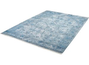 4054293065907 - Teppich OBSESSION My Laos 454 Teppiche Gr B L 120 cm x 170 cm 14 mm 1 St blau Fransenteppich Esszimmerteppiche Kurzflor Orient-Optik Vintage Design mit Fransen