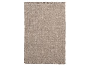 4054293070796 - Wollteppich OBSESSION My Eskil 515 Teppiche Gr B L 120 cm x 170 cm 11 mm 1 St grau (taupe) Fransenteppich Esszimmerteppiche Handweb Teppich meliert reine Wolle handgewebt mit Fransen