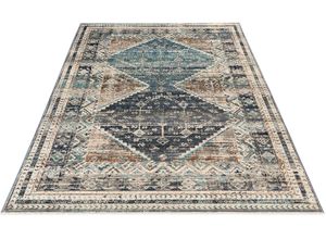 4054293103326 - Teppich OBSESSION My Inca 360 Teppiche Gr B L 120 cm x 170 cm 6 mm 1 St blau Fransenteppich Esszimmerteppiche Kurzflor Orient-Optik Vintage Design mit Fransen