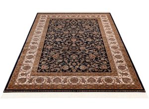 4054293105184 - Teppich OBSESSION My Babylon of 300 Teppiche Gr B L 140 cm x 200 cm 8 mm 1 St blau Fransenteppich Esszimmerteppiche Kurzflor Orient-Optik mit Fransen besonders hohe Knotendichte