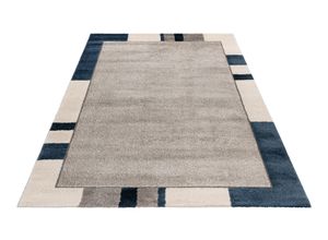 4054293115930 - Teppich OBSESSION My Frisco 281 Teppiche Gr B L 160 cm x 230 cm 12 mm 1 St blau Esszimmerteppiche Uni Farben mit moderner Bordüre Wohnzimmer Schlafzimmer