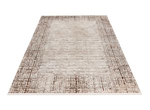 4054293116500 - Teppich OBSESSION My Memphis 380 Teppiche Gr B L 200 cm x 290 cm 8 mm 1 St beige Fransenteppich Esszimmerteppiche modernes 3D-Design mit Bordüre und Fransen