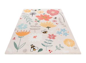 4054293117231 - Kinderteppich OBSESSION My Greta 623 Teppiche Gr B L 115 cm x 170 cm 6 mm 1 St bunt Kinder Fransenteppich Kinderzimmerteppiche bedruckt Blumen Motiv waschbar mit Fransen Kinderzimmer