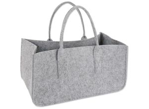 4054307023107 - - Filztasche Kaminholz Hellgrau Tragetasche Felt Bag hellgrau aus robustem Polyesterfilz mit Henkel