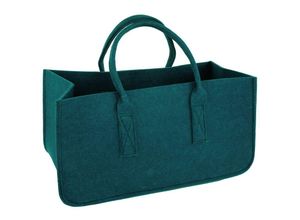 4054307337280 - - Filztasche Kaminholz Petrol Tragetasche Felt Bag petrolgrün aus robustem Polyesterfilz mit Henkel