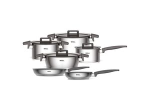 4054359003911 - WOLL Topf-Set Concept Edelstahl 18 10 (Set 10-tlg Kochtopf 20 24cm Bratentopf 24cm Stieltopf 18cm Bratpfanne 20 28cm) Induktion silberfarben