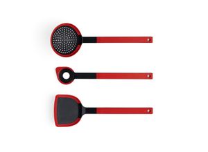 4054359037855 - Kochbesteck-Set WOLL Cook it schwarz (schwarz rot) Silikon Kunststoff Kochbesteck-Sets