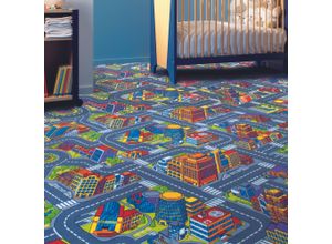 4054564926142 - ANDIAMO Teppichboden City Teppiche Spielteppich Straßenteppich Breite 200 cm oder 400 cm Kinderzimmer Gr B L 400 cm x 200 cm 65 mm 1 St grau Teppichboden