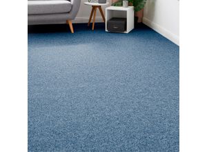 4054564952448 - ANDIAMO Teppichboden Coupon Nadelvlies Invita Teppiche melierte Optik Breite 200 cm oder 400 cm robust & strapazierfähig Gr B L 200 cm x 1000 cm 5 mm 1 St blau (denim) Teppichboden