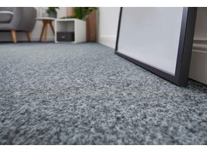 4054564953919 - ANDIAMO Teppichboden Coupon Nadelvlies Invita Teppiche melierte Optik Breite 200 cm oder 400 cm robust & strapazierfähig Gr B L 400 cm x 400 cm 5 mm 1 St grau (stahl) Teppichboden