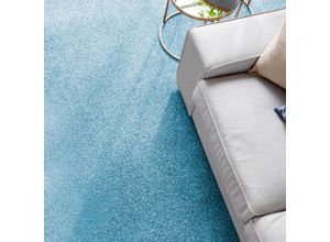 4054564957436 - ANDIAMO Teppichboden Coupon Velours Catania Teppiche meliert Breite 400 cm oder 500 cm strapazierfähig & pflegeleicht Gr B L 400 cm x 350 cm 75 mm 1 St blau Teppichboden