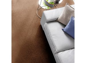 4054564969897 - ANDIAMO Teppichboden Coupon Velours Kira Teppiche Uni Farben Breite 400 cm strapazierfähig pflegeleicht Wohnzimmer Gr B L 400 cm x 1500 cm 8 mm 1 St braun (schoko) Teppichboden