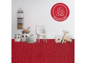 4054564975201 - ANDIAMO Teppichboden Coupon Velours Sina Teppiche Uni Farben Breite 400 cm strapazierfähig pflegeleicht Wohnzimmer Gr B L 400 cm x 600 cm 9 mm 1 St rot Teppichboden