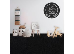 4054564975508 - ANDIAMO Teppichboden Coupon Velours Sina Teppiche Uni Farben Breite 400 cm strapazierfähig pflegeleicht Wohnzimmer Gr B L 400 cm x 450 cm 9 mm 1 St schwarz Teppichboden