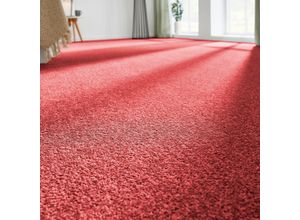 4054564986504 - ANDIAMO Teppichboden Coupon Kräuselvelours Ines Teppiche Uni Farben Breite 400 cm strapazierfähig & pflegeleicht Gr B L 400 cm x 800 cm 85 mm 1 St rot Teppichboden