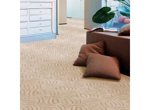 4054564991188 - ANDIAMO Teppichboden Coupon Amberg Teppiche Breite 300 400 oder 500 cm Hoch-Tief Effekt strapazierfähig Gr B L 400 cm x 350 cm 9 mm 1 St beige (hellbeige) Teppichboden