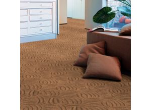 4054564991782 - ANDIAMO Teppichboden Coupon Amberg Teppiche Breite 300 400 oder 500 cm Hoch-Tief Effekt strapazierfähig Gr B L 400 cm x 1400 cm 9 mm 1 St braun Teppichboden