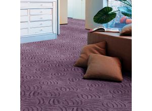 4054564993564 - ANDIAMO Teppichboden Coupon Amberg Teppiche Breite 300 400 oder 500 cm Hoch-Tief Effekt strapazierfähig Gr B L 400 cm x 600 cm 9 mm 1 St lila (aubergine) Teppichboden