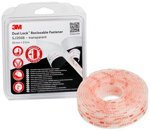 4054596308374 - 7100123340 Druckverschluss Dual Lock SJ356B transluzent Länge 25 m Breite 25 - 3M