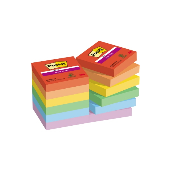 4054596924406 - POST-IT Haftnotizen Super Sticky Notes Playful 622-12SS-PLAY 51 x 51 mm farbig 12 x 90 Blatt