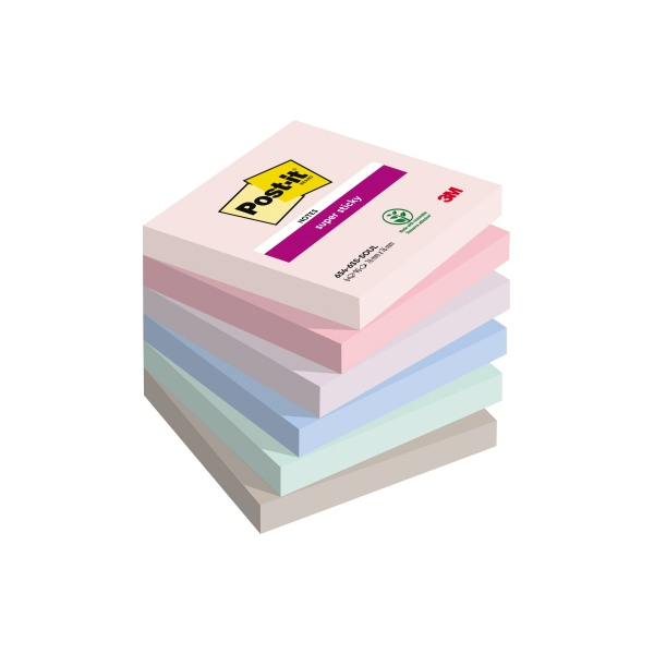 4054596925953 - Post-it Super-Haftnotizen Soulful 76 x 76 mm Farbig sortiert 90 Blatt 6 Stück