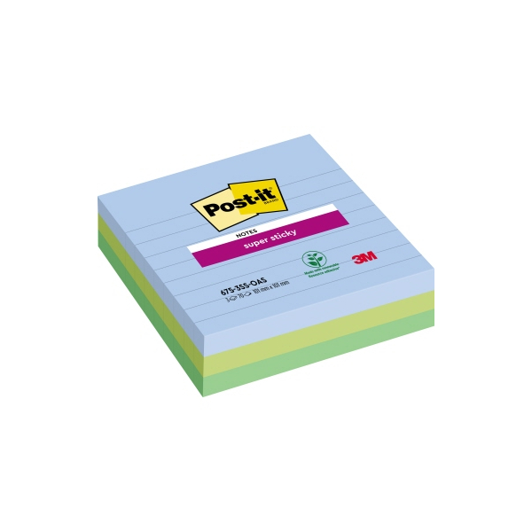 4054596926974 - Post-it Oasis Super Sticky Haftnotizen 101 x 101 mm Farbig Sortiert 3 Stück à 70 Blatt