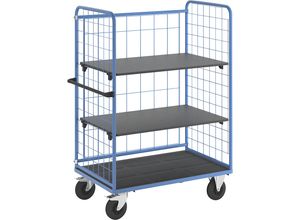 4054666027525 - eurokraft pro Etagenwagen Drahtgitter dreiseitig Tragfähigkeit 500 kg Vollgummireifen Ladefläche LxB 1175 x 755 mm 3 Etagen