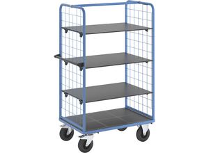 4054666027716 - eurokraft pro Etagenwagen mit Gitter-Seitenwänden Vollgummireifen Ladefläche 975 x 700 mm 4 Etagen
